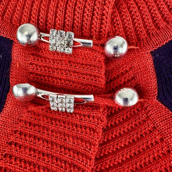 Wool‎ Blend Beaded Embroidered Sequin Open Cardigan Sweater Purple Red Floral - Picture 5 of 17